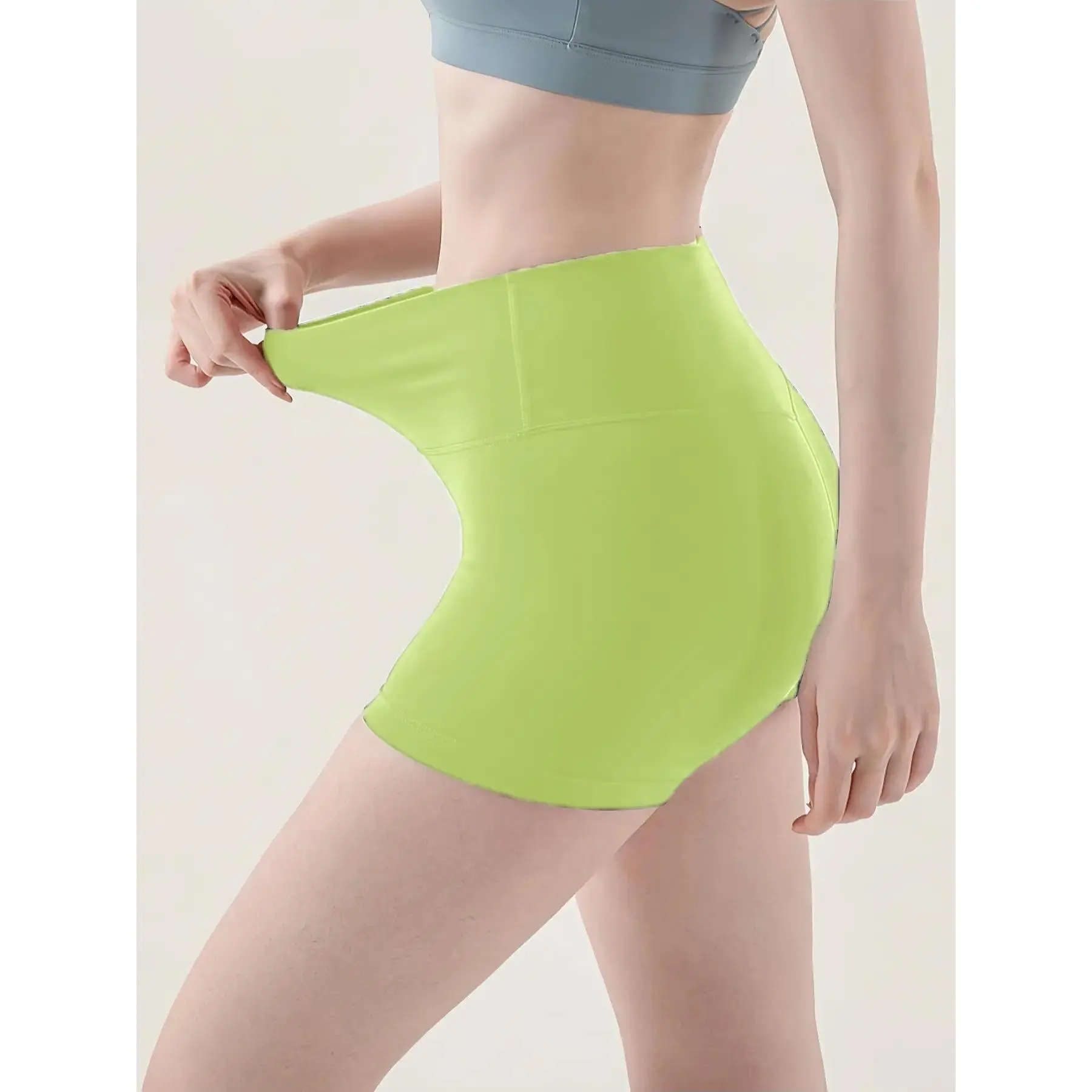 Women's Solid High Waist Sports Gym Soft Stretch Seamless Cycling Shorts, High Stretch Skinny Shorts for Yoga Gym Workout, Ladies Sportswear Bottoms for Indoor Outdoor Wear, Seamless Activewear Shorts, Yoga Clothes