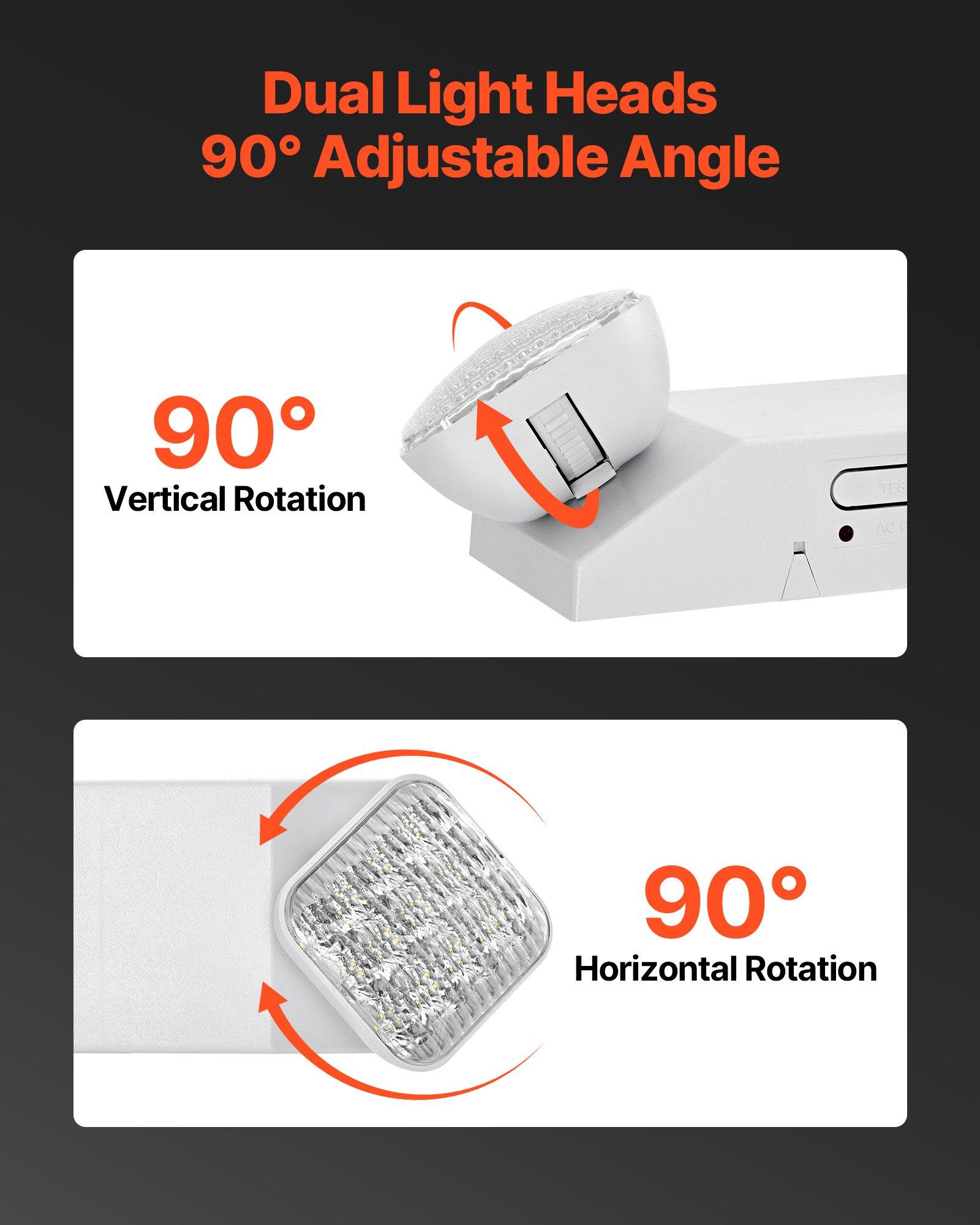 VEVOR 12 Pack Emergency Lights for Business, with Battery Backup, Commercial LED Emergency Exit Lighting Fixtures, AC 120/277V, with Two Square Head Adjustable, 90-Minute Backup, for Business, White VEVOR 12 Pack Emergency Lights for Business, with Battery Backup, Commercial LED Emergency Exit Lighting Fixtures, AC 120/277V, with Two Square Head Adjustable, 90-Minute Backup, for Business, White