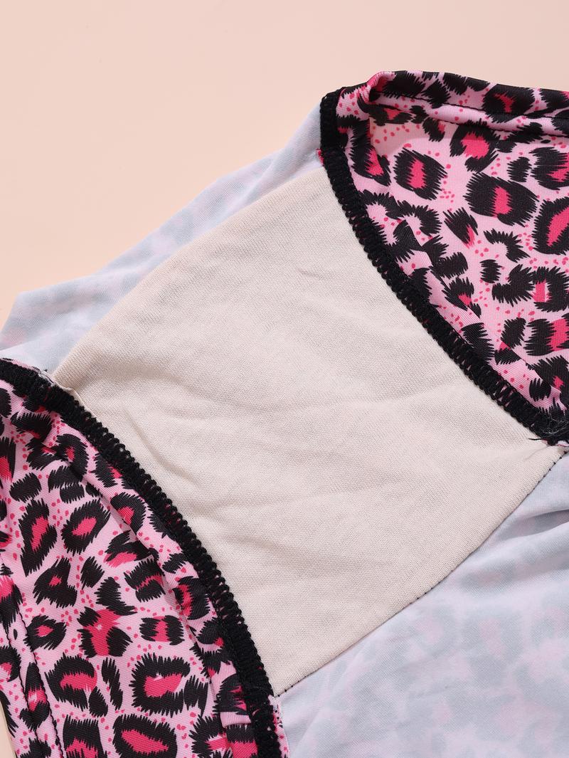 Women's Leopard Print Lace Patchwork Thong Panties, 4 Pack Comfortable Underwear Set, Stylish and Breathable Lingerie for Daily Wear, Fashion Comfy Underwear