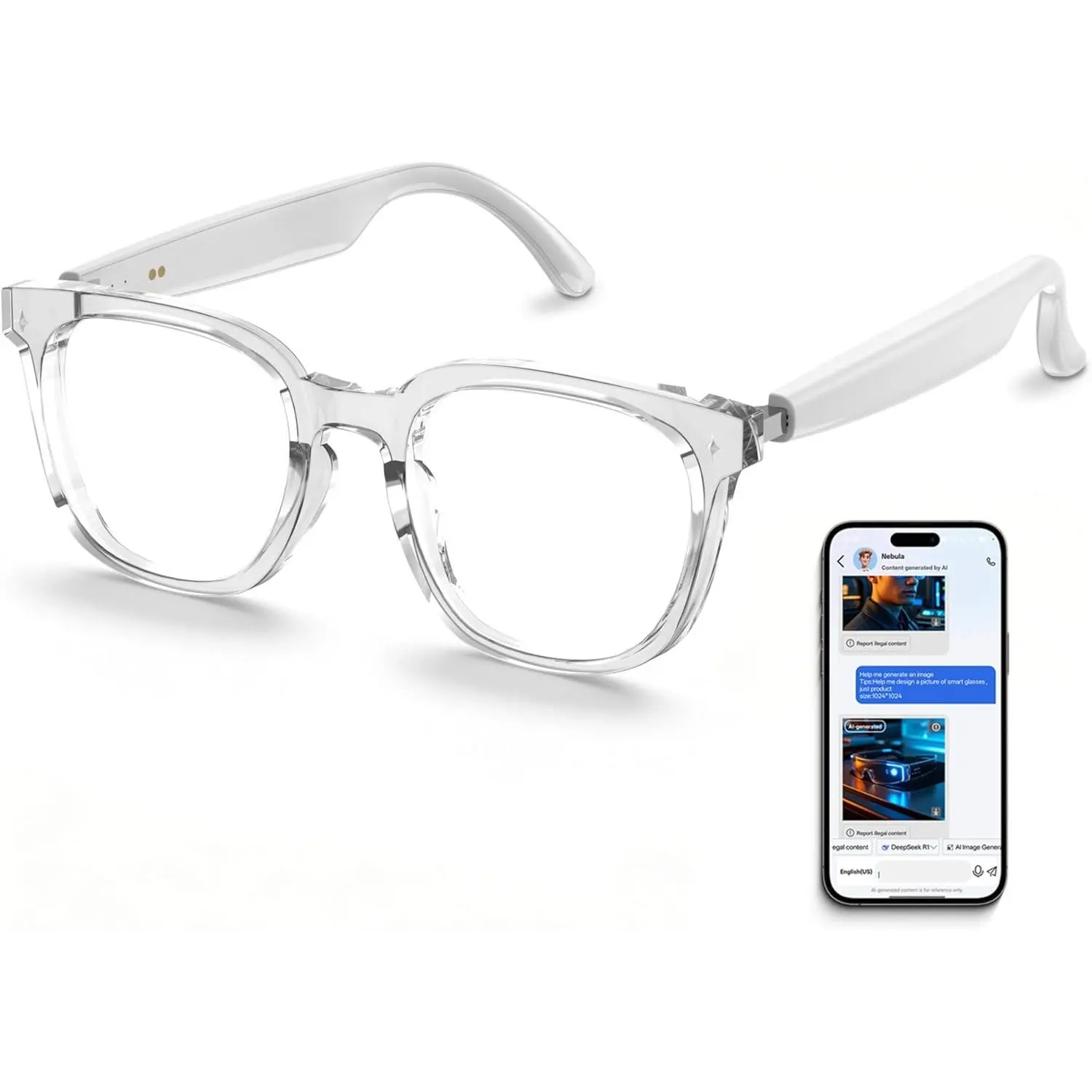 2026 AI Smart Glasses, Bluetooth Glasses for Men Women, Open-Ear Music & Calls, Touch Control, Voice Assistant, Real-Time Translation, 35g Lightweight for Business Meetings, Travel & Daily Use