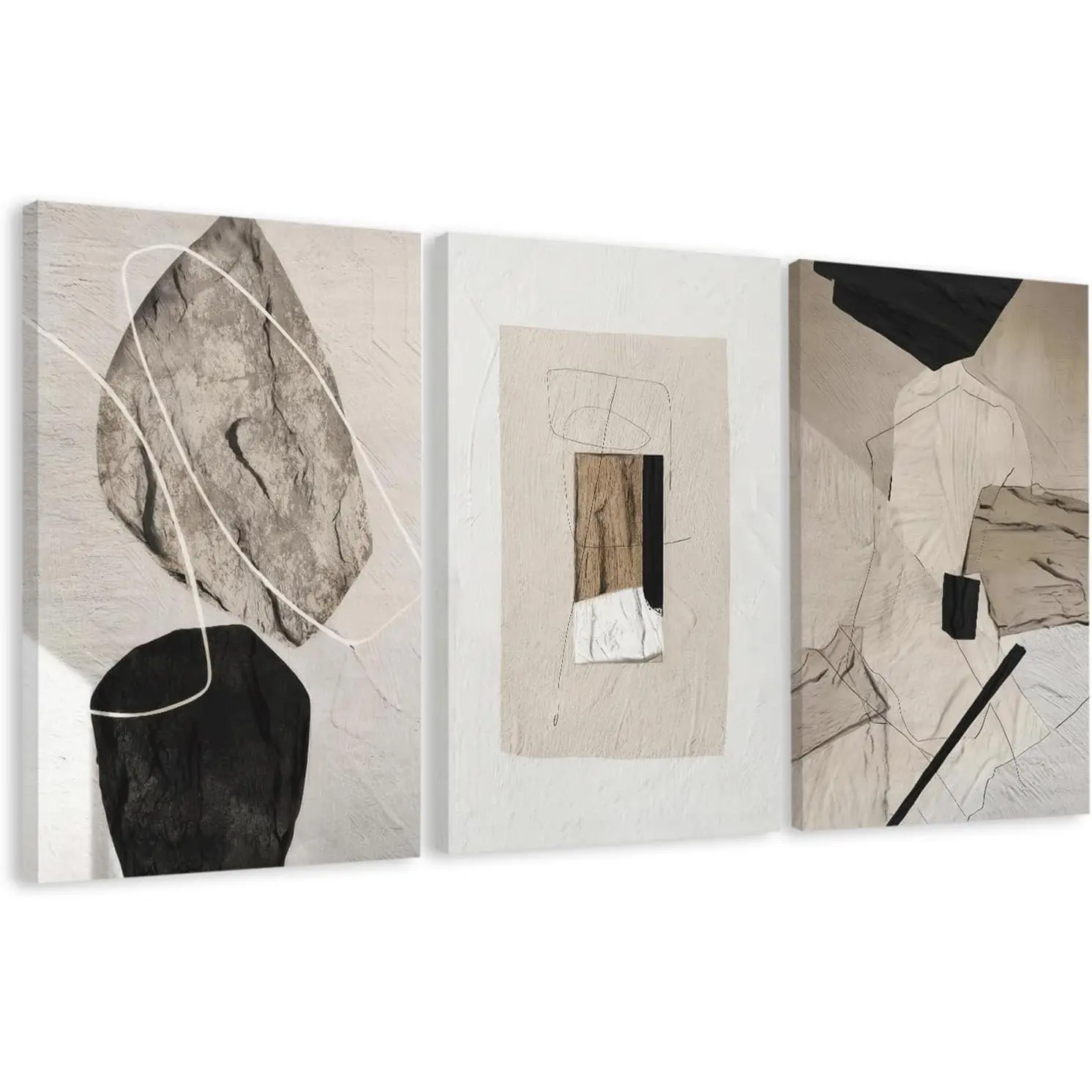 3-Piece Large Framed Abstract Geometric Wall Art Prints - Fade-Resistant, Easy-to-Hang Canvas Decor with Geometric Shapes for Bedroom, Living Room Indoor Home Decor