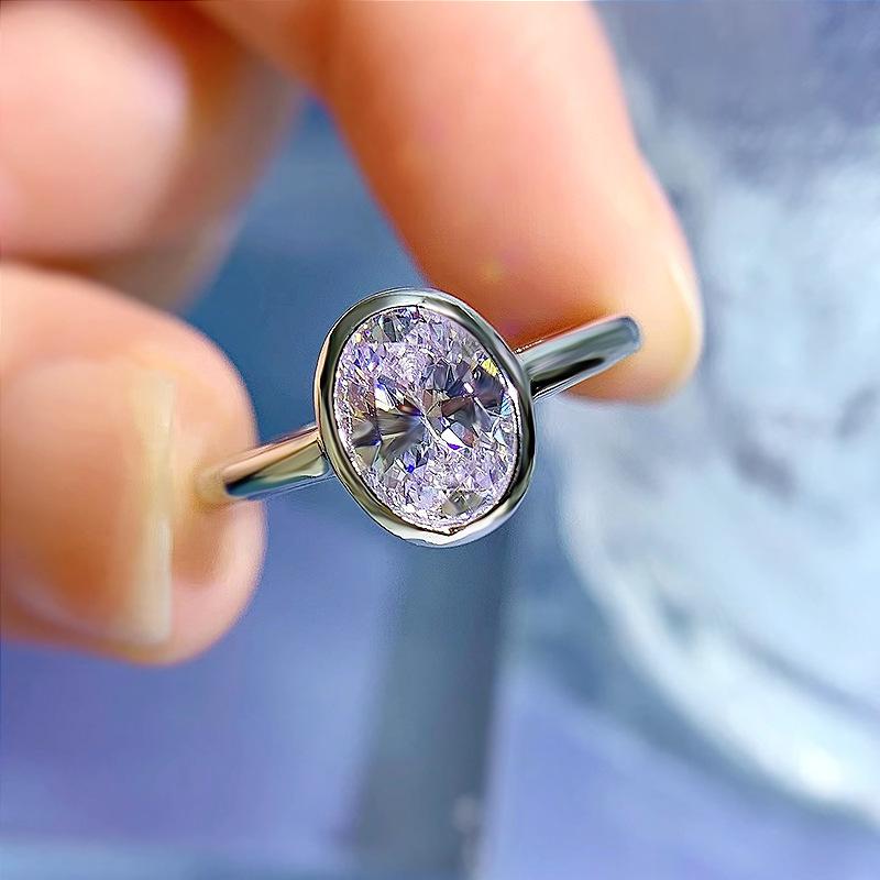 S925 Sterling Silver Ice Flower Cut Oval Ring 6*8 8A Cubic Zirconia Ring fashion jewelry accessory woman girl promise ring-157(50%)