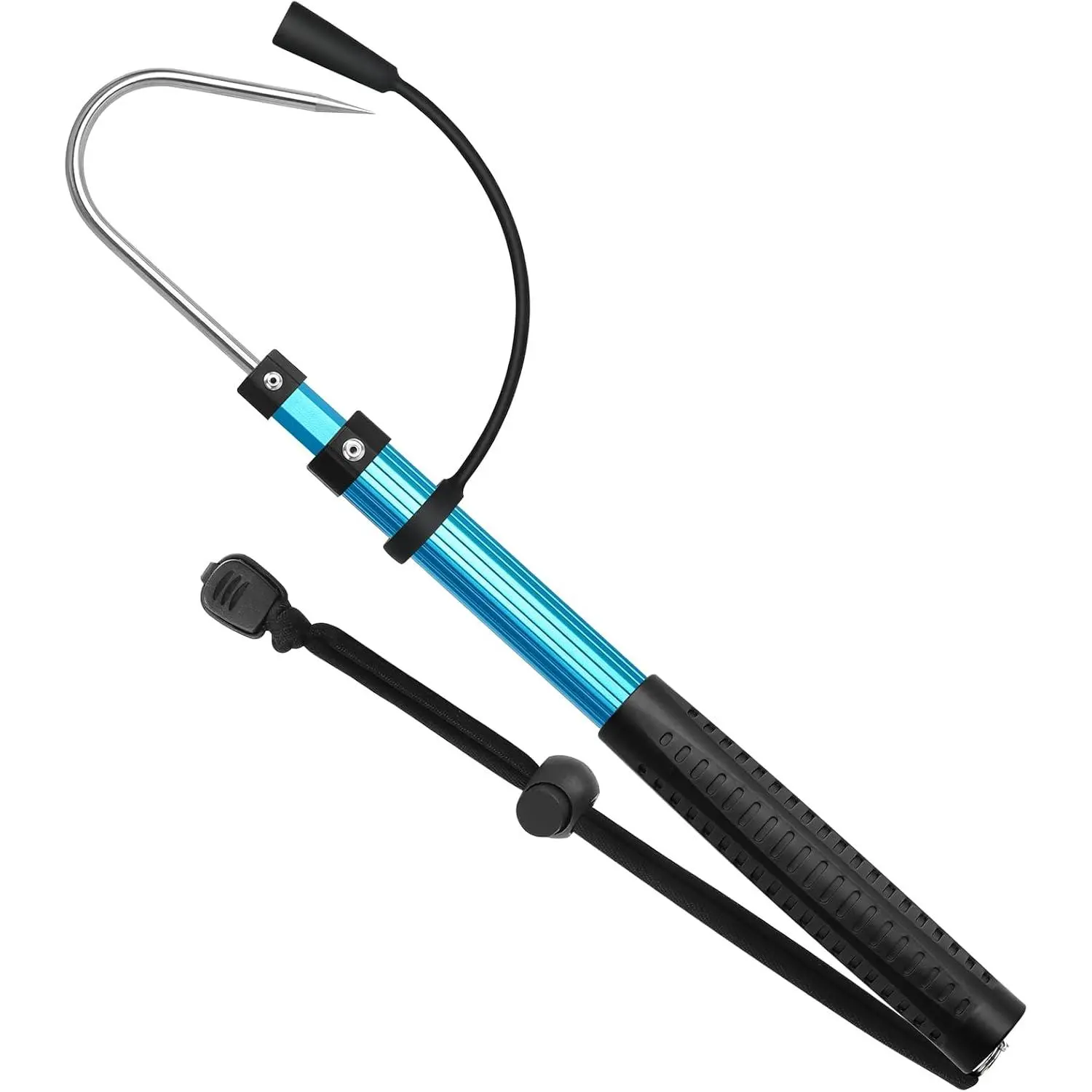 Telescopic Fishing Gaff  Pole with Nonslip Rubber Handle Stainless Steel M8 Screw Hook