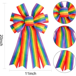 Pride Wreath Bow LGBT Rainbow Stripe Decorations Lesbian Gay Burlap Ornaments Bowsfidget toys