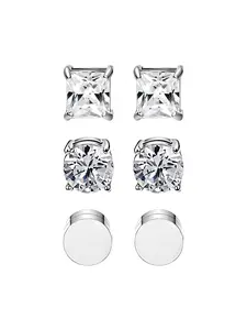Zircon Stud Earrings Set, Unisex Hip Hop Fashion Jewelry, Pain-Free Ear Cuffs, Perfect Gift, Daily & Special Occasions