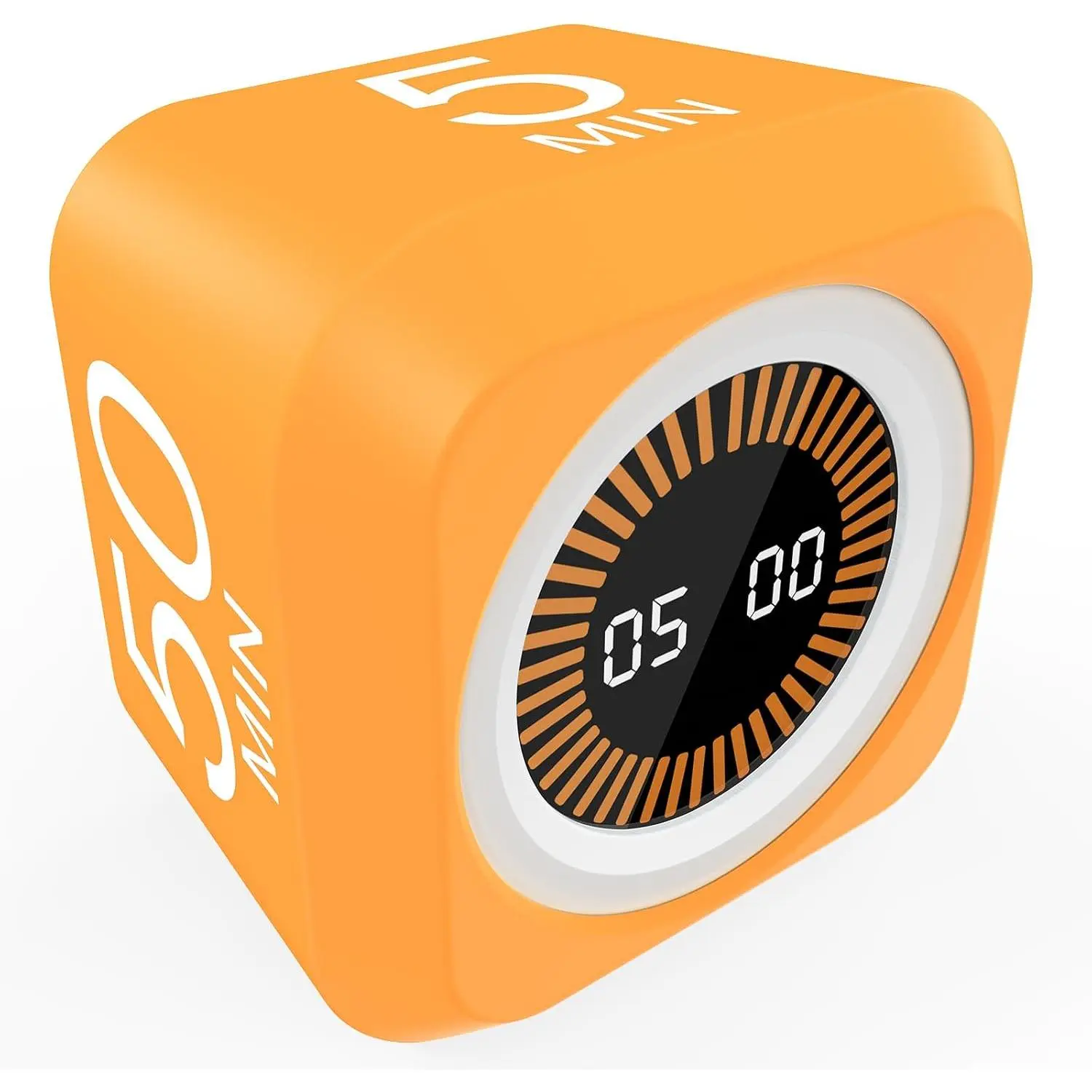 Rotating Cube Pomodoro Visual Timer 5, 25, 10 50 Minutes Preset | 5, 25, 10 50 Minutes Preset+Custom Countdown, LED Display,  Case, Loud &Silent, Rechargeable for Study Kitchen