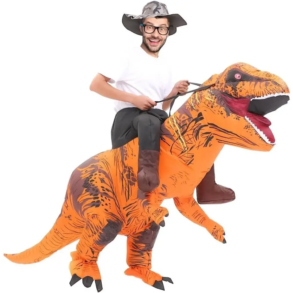 Adult Inflatable Dinosaur Costume Ride-On Blow Up T-Rex Suit Fancy Dress for Halloween(Gift)