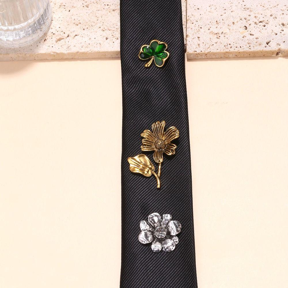 Korean Flower Tie Black Bee Rhinestone Necktie Insect Academic Style Decoration Shirt Tie JK Uniform Decoration