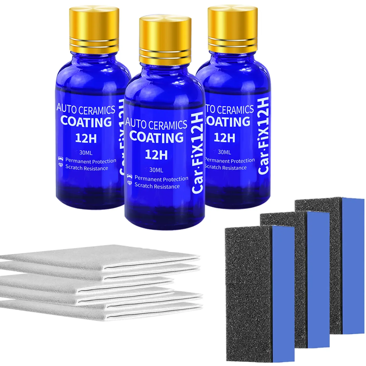 3PCS 12H Car Liquid Ceramic Coat Super Hydrophobic Glass Coating Set Polysiloxane and Nano Materials Ceramics for Cars