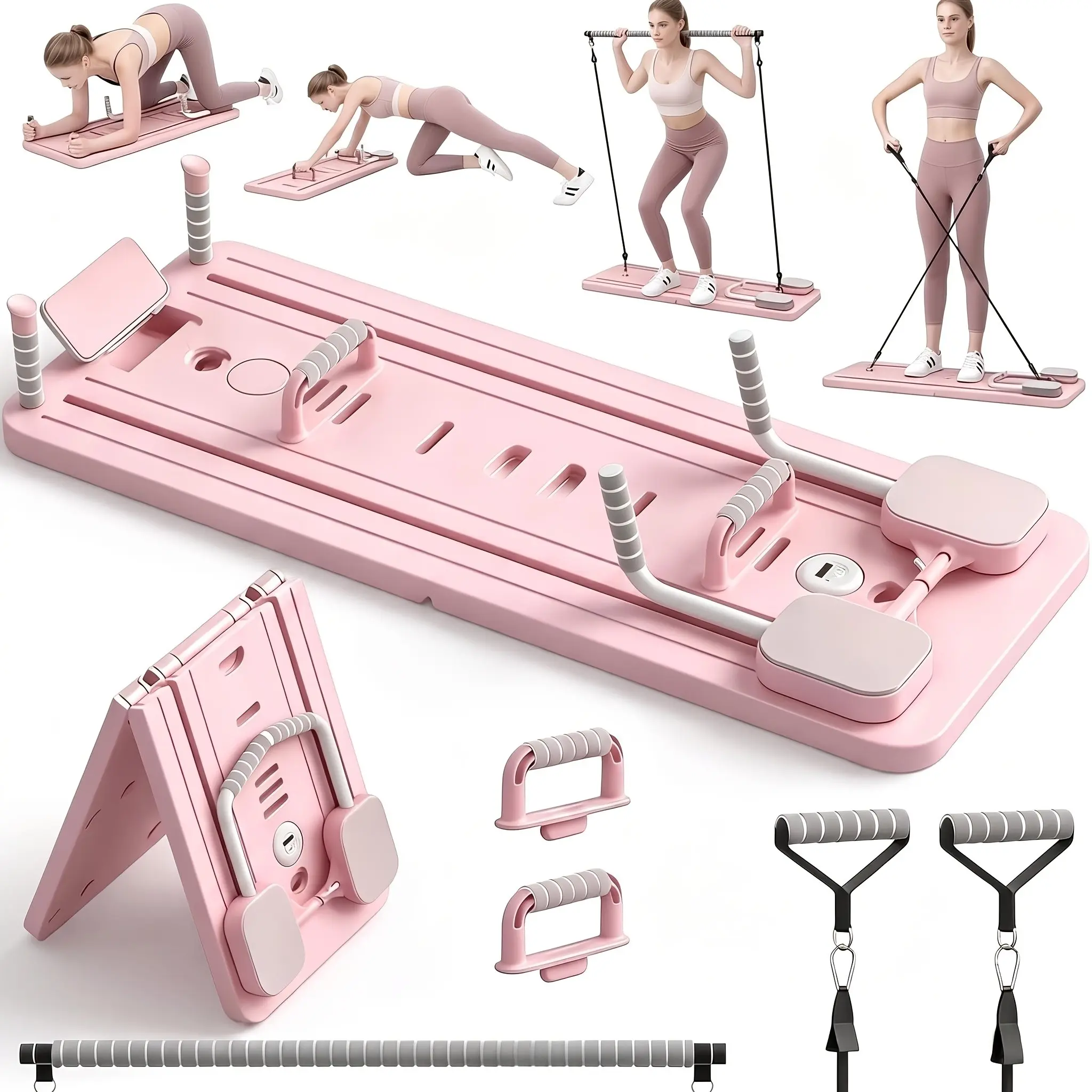 Multifunctional 8-In-1 Abdominal Fitness Board, Home Pilates Mat, Core Strength Trainer, Foldable, Lightweight, Efficient Fat Burning