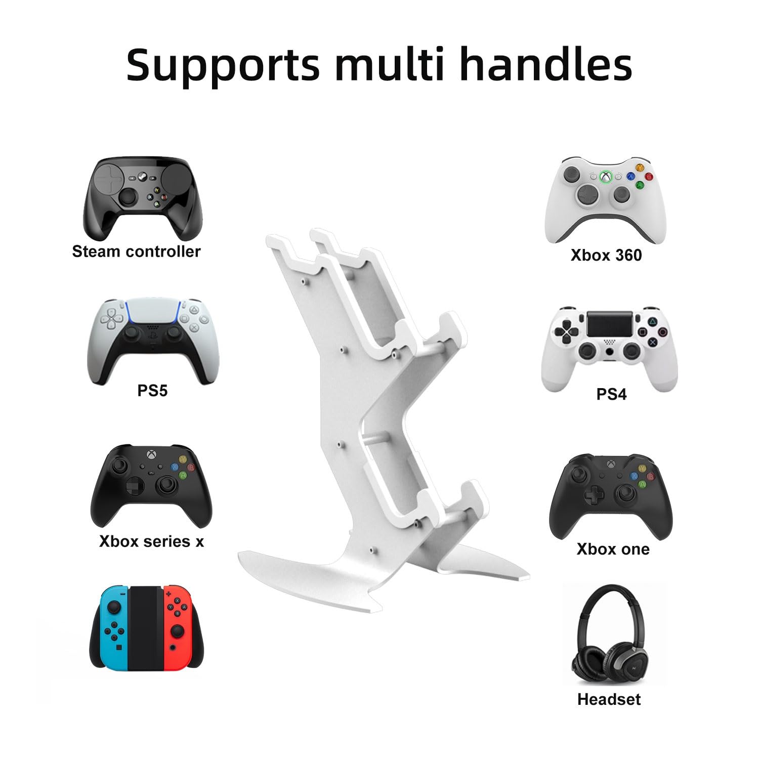 Controller Holder  Game Headset Stand For Series X S/xbox One / Ps5 Ps4 Ns/pc/headset Aluminum Metal Mount Universal Organizer Video Accessories (white)