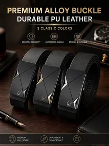 Kar Karani Printed No-Buckle Automatic Buckle Belt, Stylish and Convenient Waistband, Perfect for Daily Wear and Fashionable