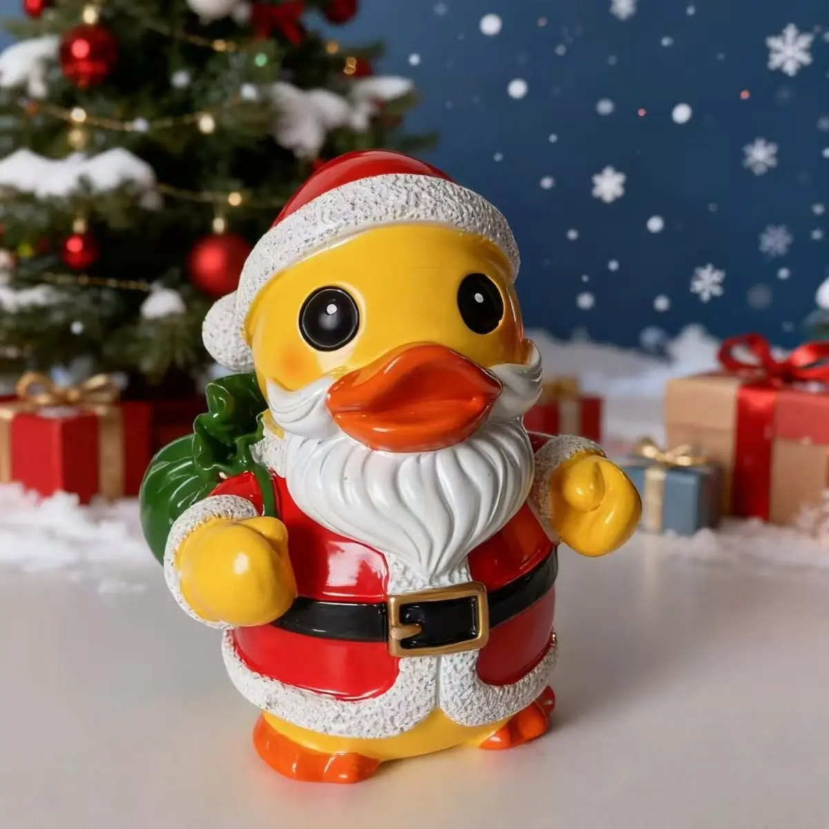 Christmas Duck Elderly Figurine, Festive Atmosphere Decor, Home Desktop Creative Cute Gift, Holiday Decoration, Unique Christmas Ornament