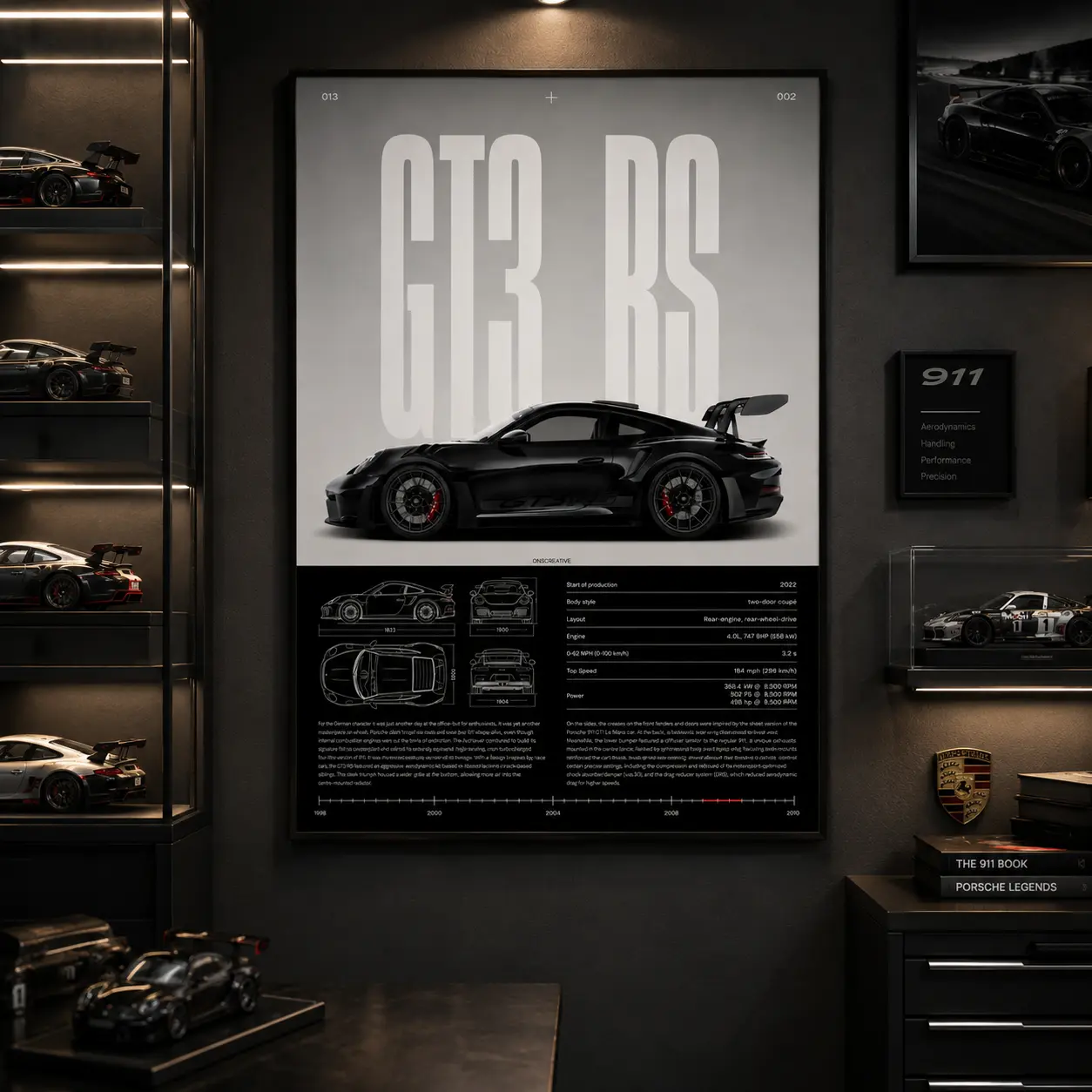 High-Performance GT3 RS Specification Canvas Painting Poster - Modern Home Decor Wall Art, Fashion Artistic Ornament Gift for Living Room, Bedroom Decoration