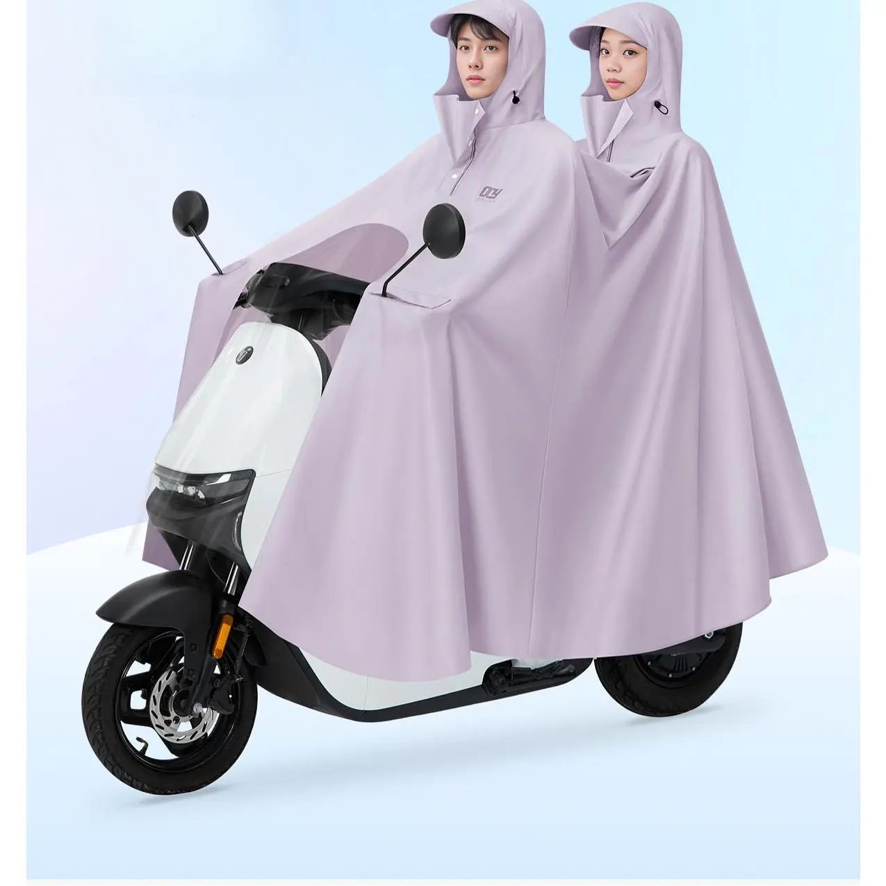 Double Person Integrated Rain Poncho, Extra Thick Fabric 220x138cm Riding Gear for Motorcycle, E-bike Heavy Rain Riding & Daily Commute