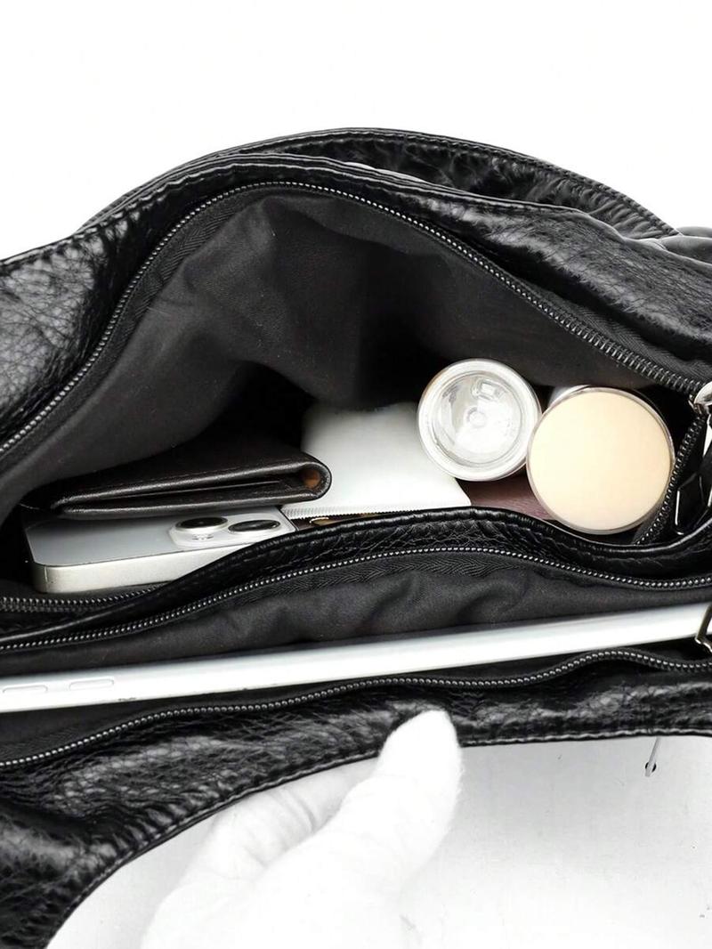 Women's Fashionable Plain Heart Decorated Shoulder Bag, Elegant Bag, Casual Large-Capacity for Daily Used, Trendy Versatile Shopping Bag, Hobo Bag