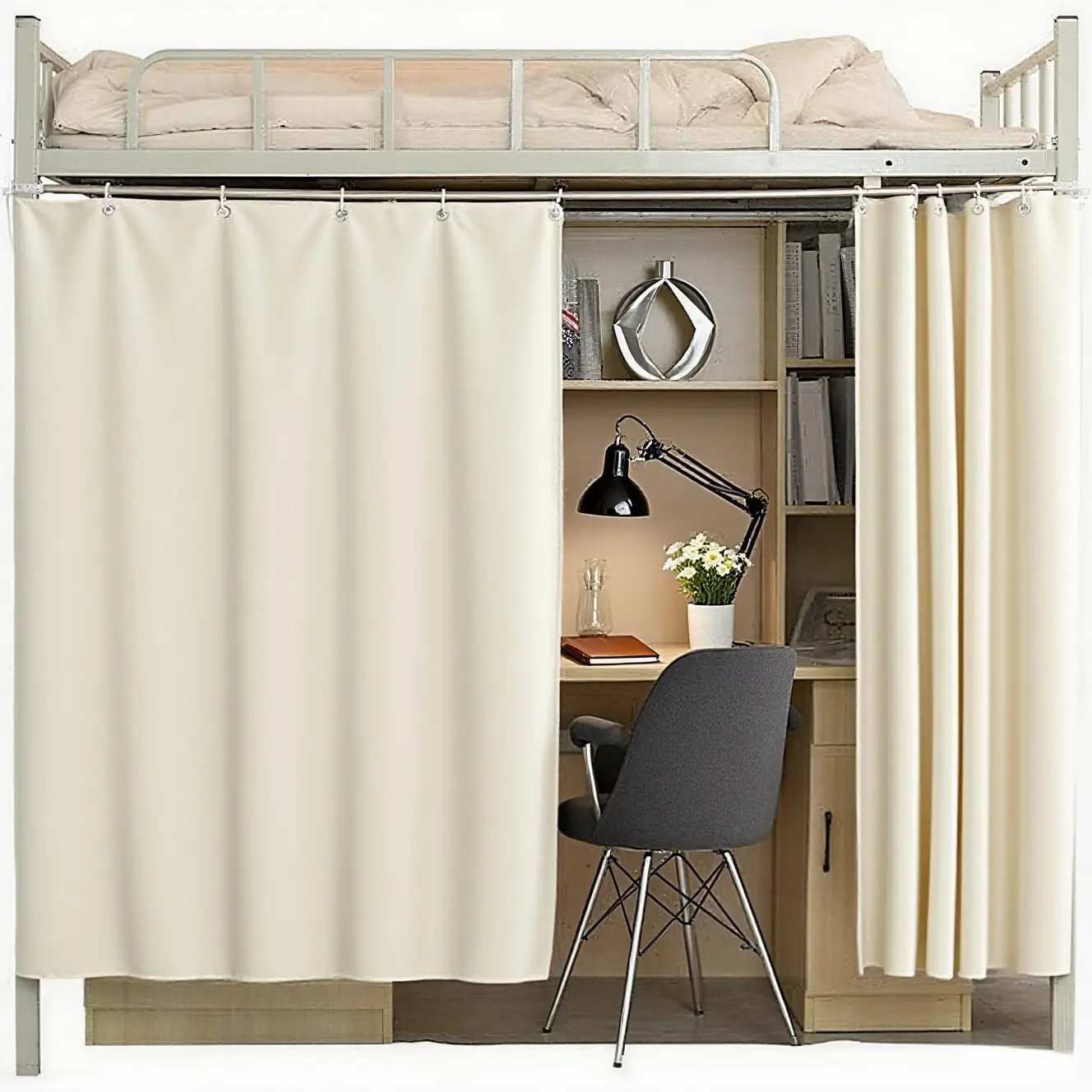 1PC Blackout Bed Curtains with Accessories Color Single Loft Kids Beige