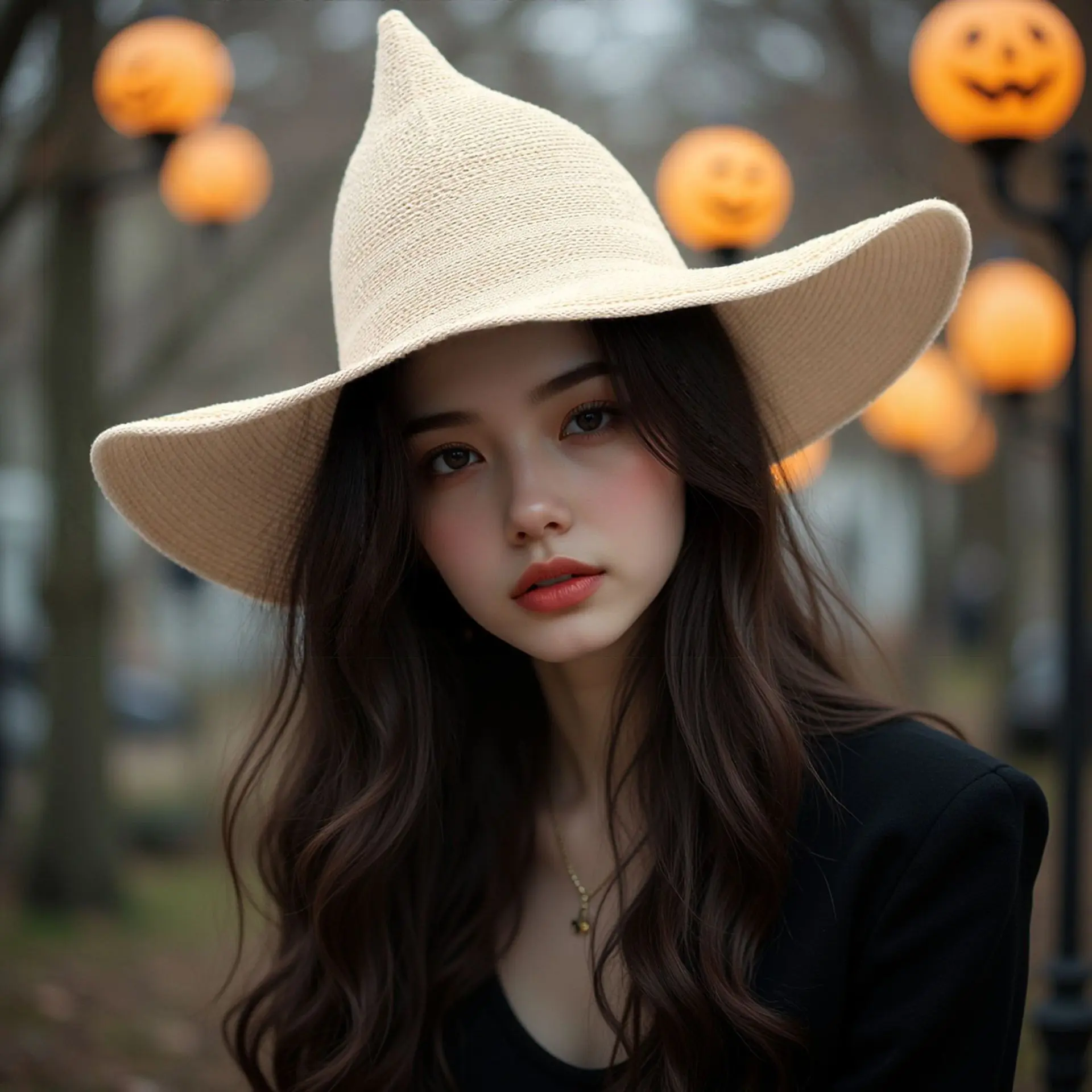Women Wide Brim Witch Hat, Trending Halloween Pointed Straw Wizard Cap, Lightweight Breathable Woven Sun Hat, Foldable Large Brim Face Cover Headwear, Halloween Party Cosplay Daily Outdoor Travel Adjustable Hat
