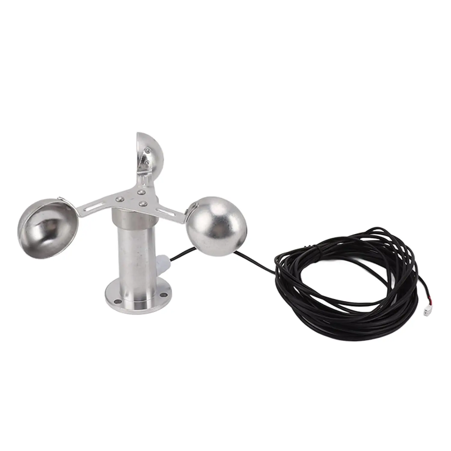 Lightweight Aluminium Alloy 3 Cups Wind Speed Sensor Anemometer with 8M Cables, 360 Degree Wind Speed & Direction Measuring for Power Plants Meteorological Monitoring
