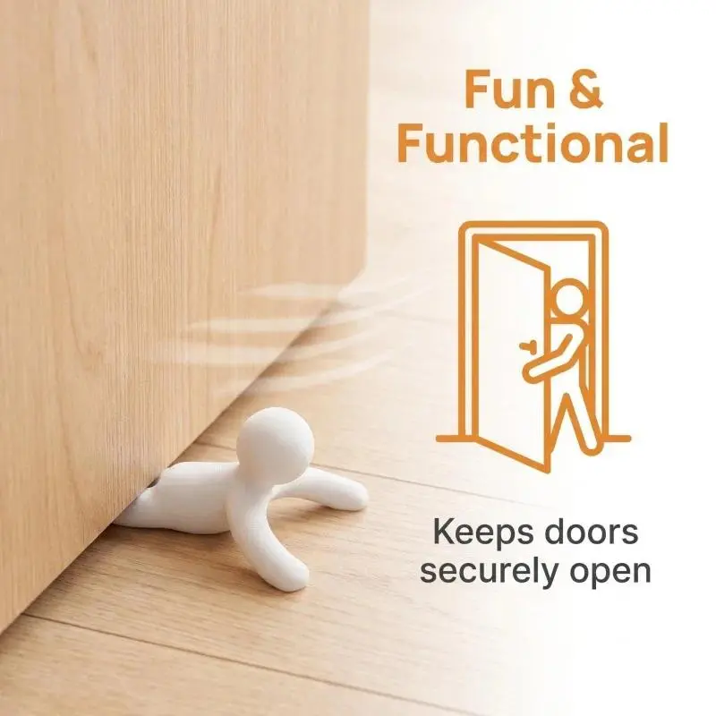 3D‑Printed Creative Little Man Shaped Door Stopper, Anti‑Collision Door Wedge, Non‑Slip Household Door Stop, Cute Cartoon Door Holder, Anti‑Pinch Door Fixer To Prevent Door Slamming Shut