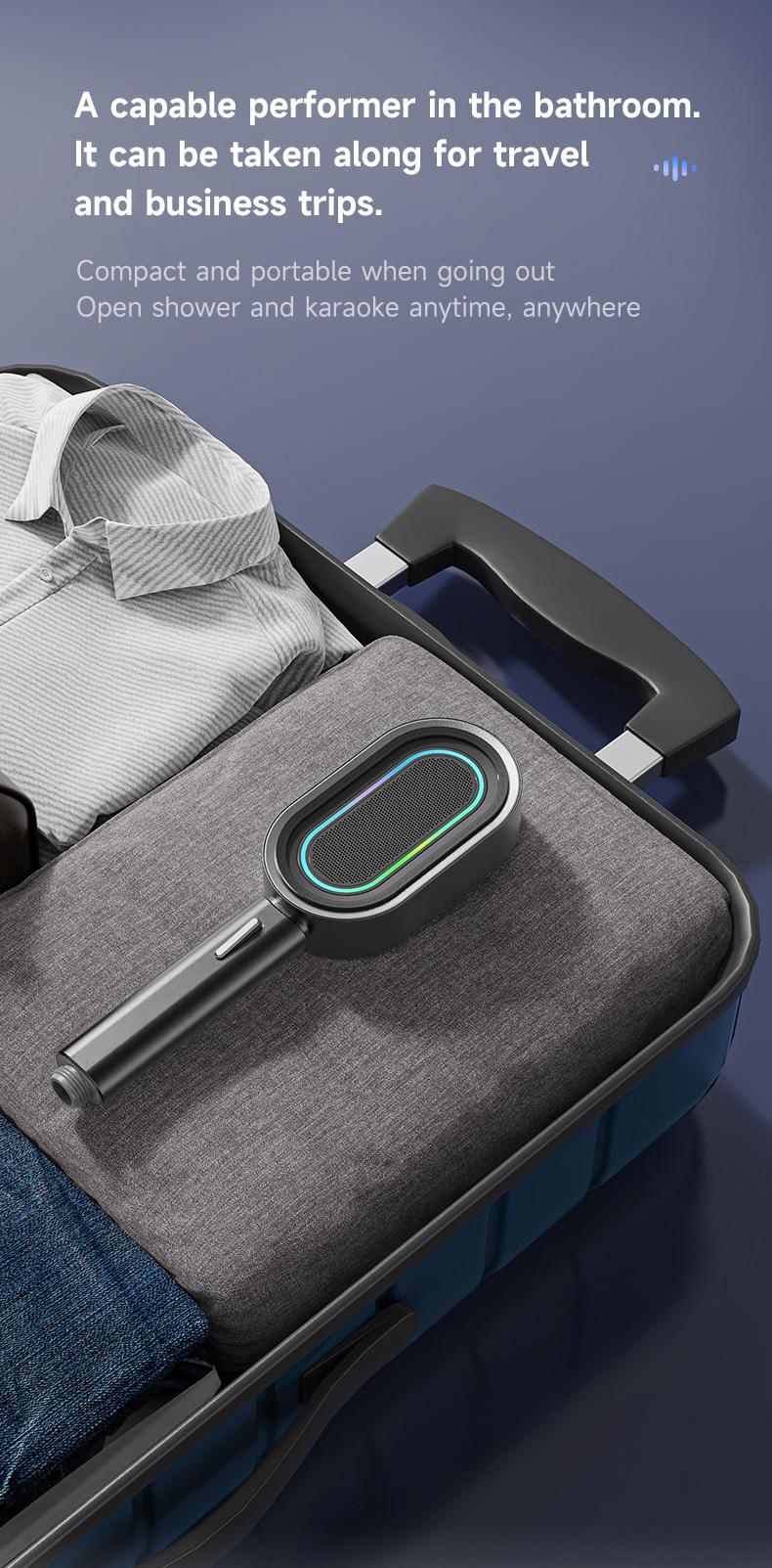 Must-Have for Bathroom Karaoke, Shower Head with Detachable Bluetooth Speaker, IPX7 Waterproof + Call Function, 7-Hour Battery Life + Type-C Fast Charging, Thoughtful Gift, Karaoke Showerhead, Detachable Karaoke Machine