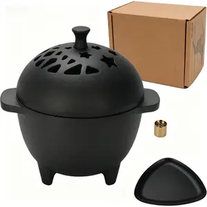 Mini Cauldron Incense Burner - Cast Iron Smudge Holder for Sage, Palo Santo, Charcoal & Japanese Incense| Reusable Ritual Censer for Home Meditation & Spiritual Practices