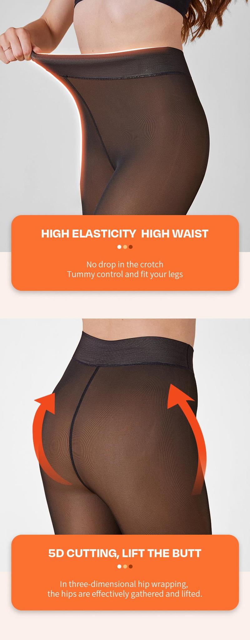 KatchMe Women's Winter Pantyhose Trendy Stretchy Fleece Lined Thermal Tights Stockings, Basic Versatile High Waist Tighten Pantyhose,Street Womenswear