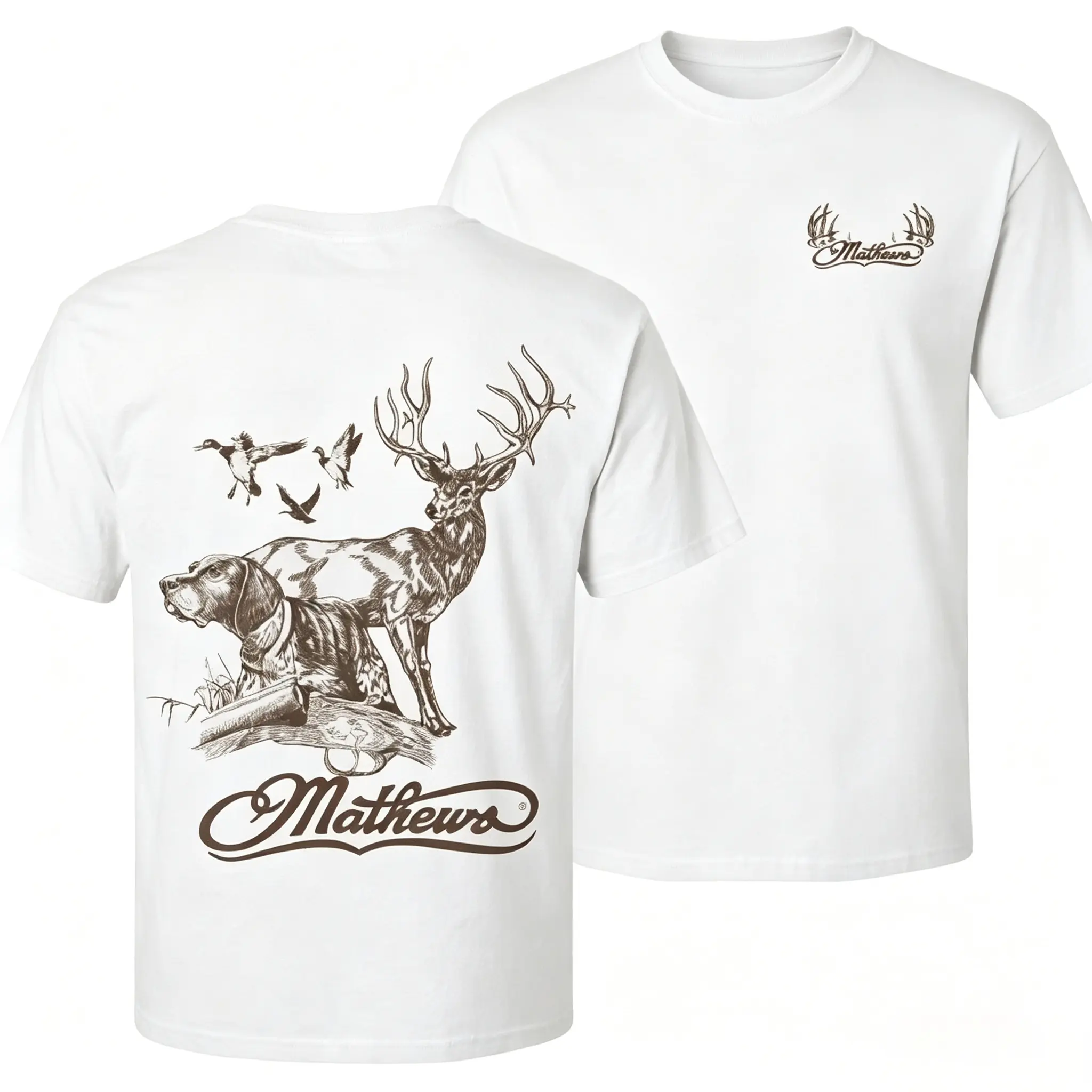 Men's  US Cotton Short-Sleeve Casual T-Shirt, Classic Fit Top for Outdoor Hunting, Deer Duck Hunting Dog Graphic Menswear, Soft Breathable Country Lifestyle - KitchenEra
