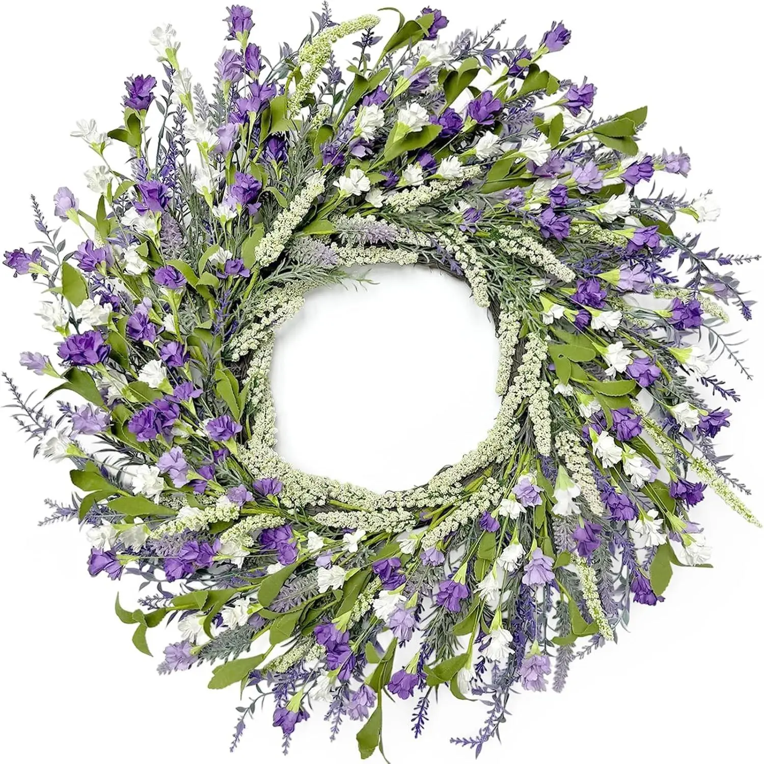 26 Inch Spring Wreaths for Front Door, Large Paper Flower Wreath | Spring Summer Lavender Wreath for   Windows Walls Porch Wedding Indoor Outdoor Decor for  Seasons ()