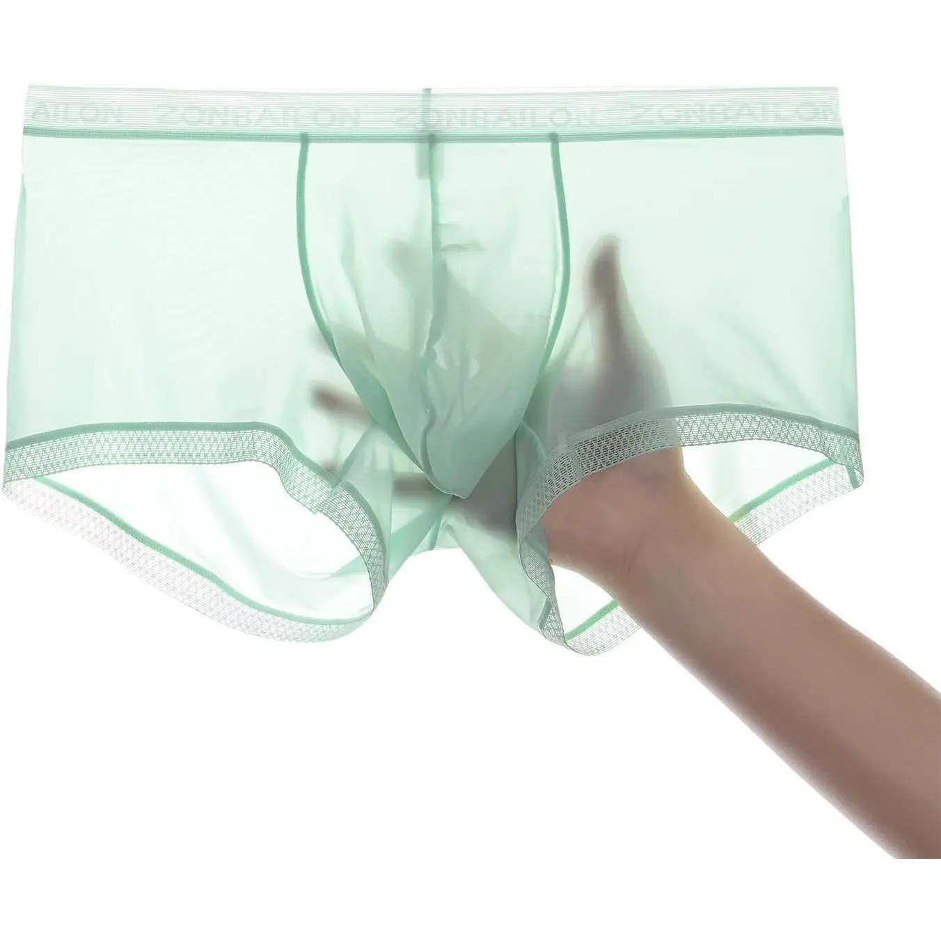 Breathable Ice Silk Men's Boxer Briefs See-Through Underwear Trunk Transparent Stretch