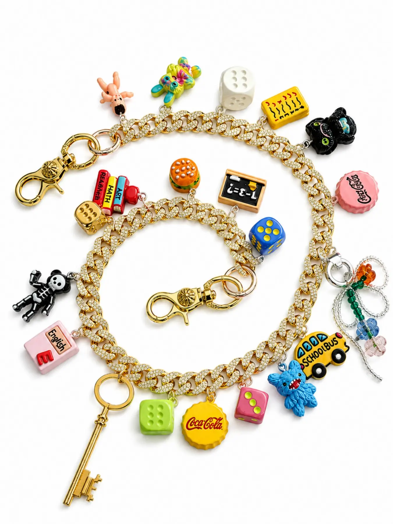 Rhinestone Pants Chain, Colorful Keychain Pendant, Cute Backpack Charm, Street Fashion Accessory, All Seasons