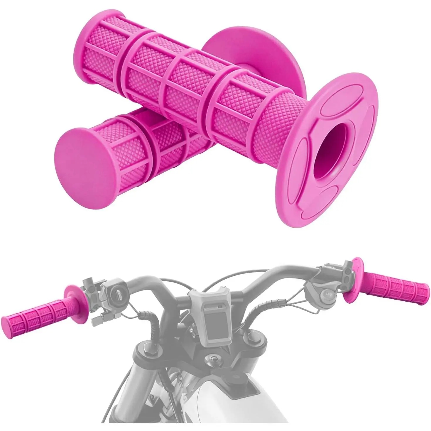 7/8" Soft Rubber Grips for Dirt Bike Handlebars, Universal Motocross Grip Set, Anti-Slip Anti-Vibration Replacement for Off-Road E-Bikes, Pit Bikes, ATV & Mini Moto