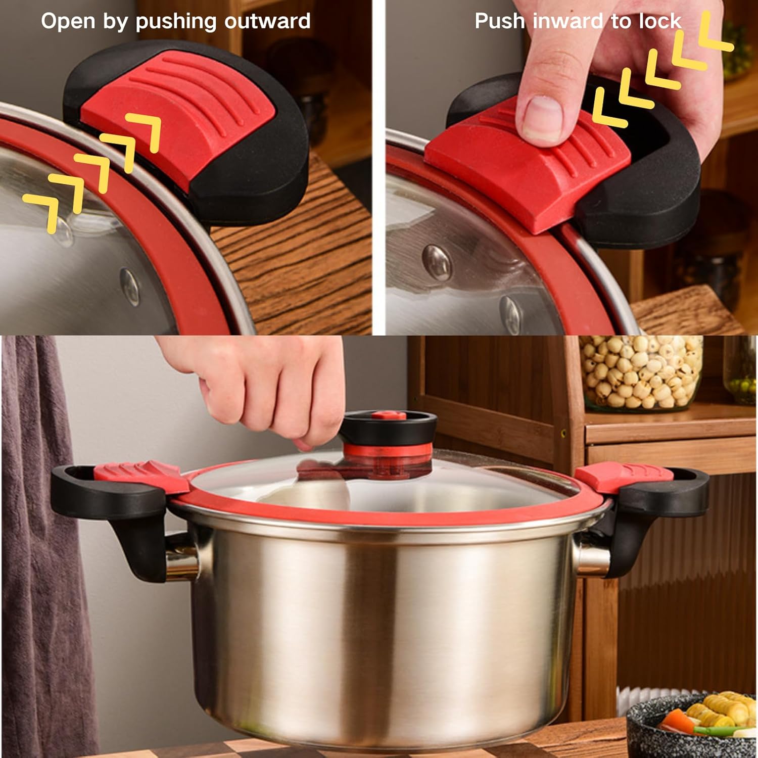 Stainless Steel Pressure Cooker, 1 Count Multifunctional Home Stew Pot, Large Capacity Kitchen Pressure Cooker, Ideal for Everyday Home Cooking