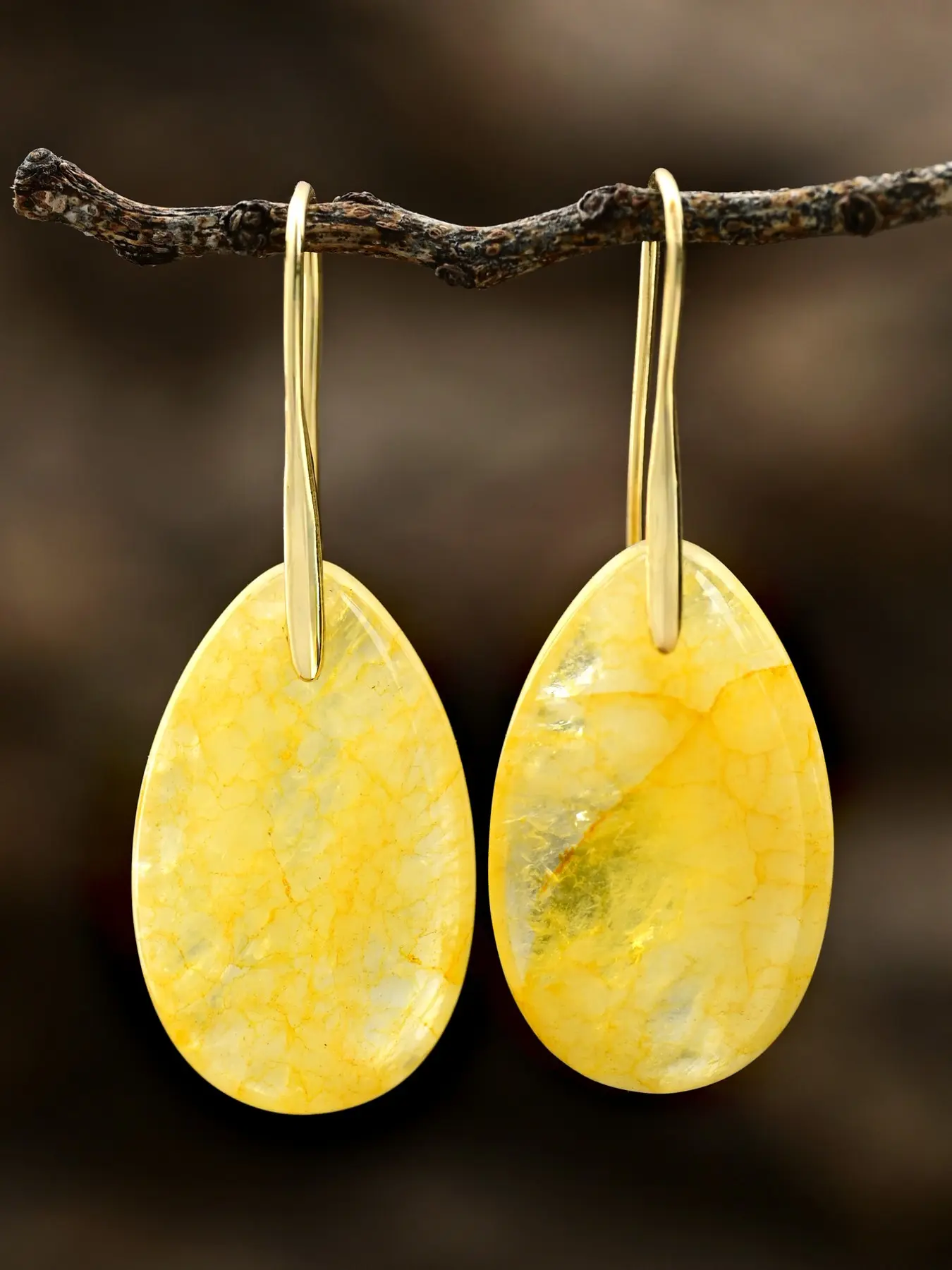 Boho Citrine Teardrop Earrings, Fashionable Luxury Natural Stone Ear Jewelry, Party Wedding Gift, Vacation Accessory