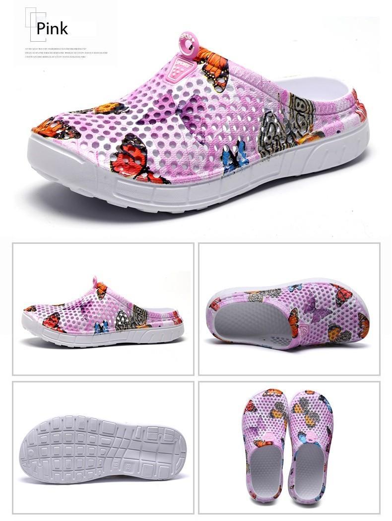 Butterfly Print Mesh Clogs for Women, Breathable Slip On Mules, Lightweight Non Slip Casual Summer Sandals, Cute Comfortable Nursing Shoes for Indoor Outdoor Beach, Trendy Aesthetic Footwear