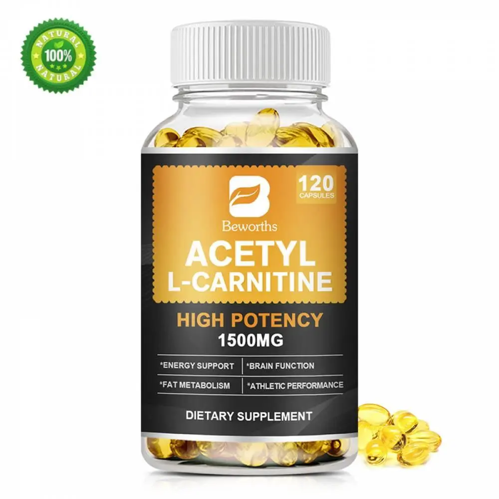 1500mg Acetyl L-Carnitine Softgels,for Brain Function Support, Memory, Attention,120 Capsules