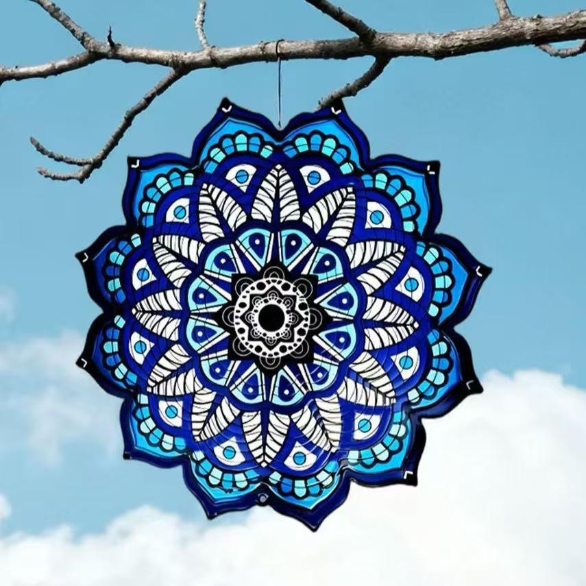 3D Rotating Wind Spinner With Mandala Butterfly Pattern, Metal Art Craft Decor, Dynamic Spinning Design, Suitable For Outdoor Yard Garden Patio And Home Hanging Decoration