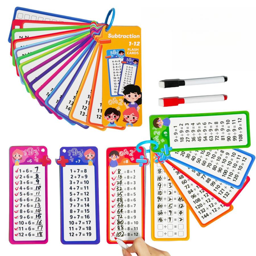 Addition, subtraction, multiplication, and division elementary school math arithmetic cards, erasable children's learning teaching aids, calculation training cards
