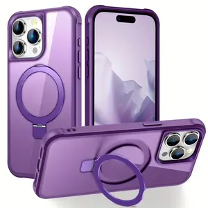 Magnetic for iPhone 17 16 15 14 13 12 11 Pro Max Case, Phone Case with Magnetic Invisible Stand Kickstand Ring Holder Slim Thin Soft Shockproof Bumper Women Men Cover