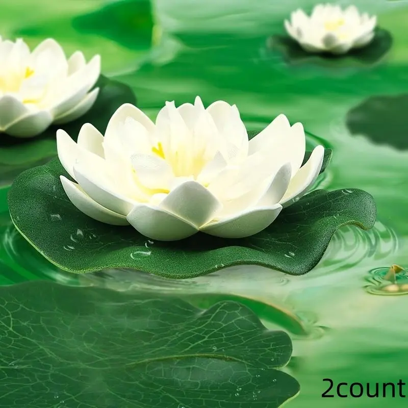 2PCS artificial floating foam pond plants with lily leaves-realistic water lilies, suitable for aquarium, swimming pool and water garden decoration, EVA material, realistic green leaves, aquarium decoration, Fish Tank Decorations, Aquarium Supplies