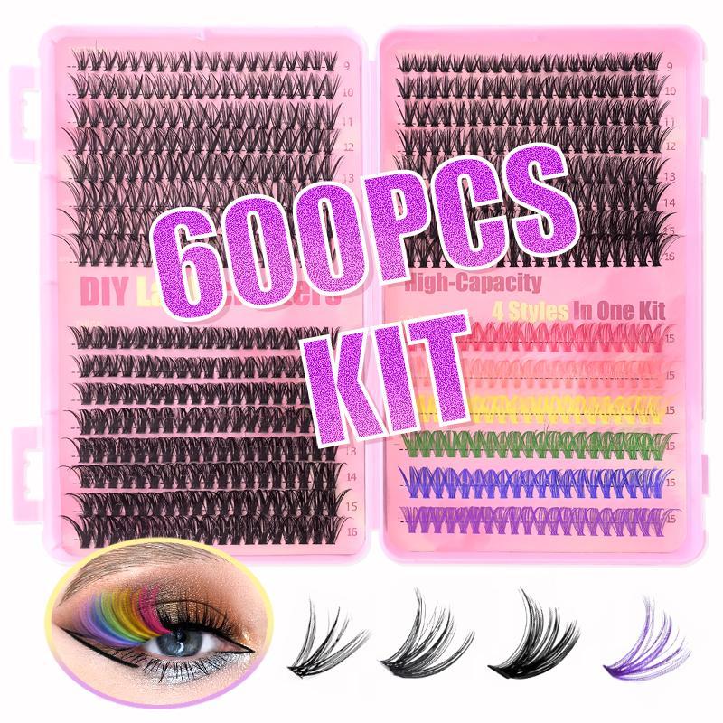 False Eyelashes Tool Set, 1 Box Natural Look Eyelash Extensions, Self Grafting Curl Eyelashes, Eye Makeup Enhancement False Eyelashes for Women & Girls, DIY Eyelash Extensions