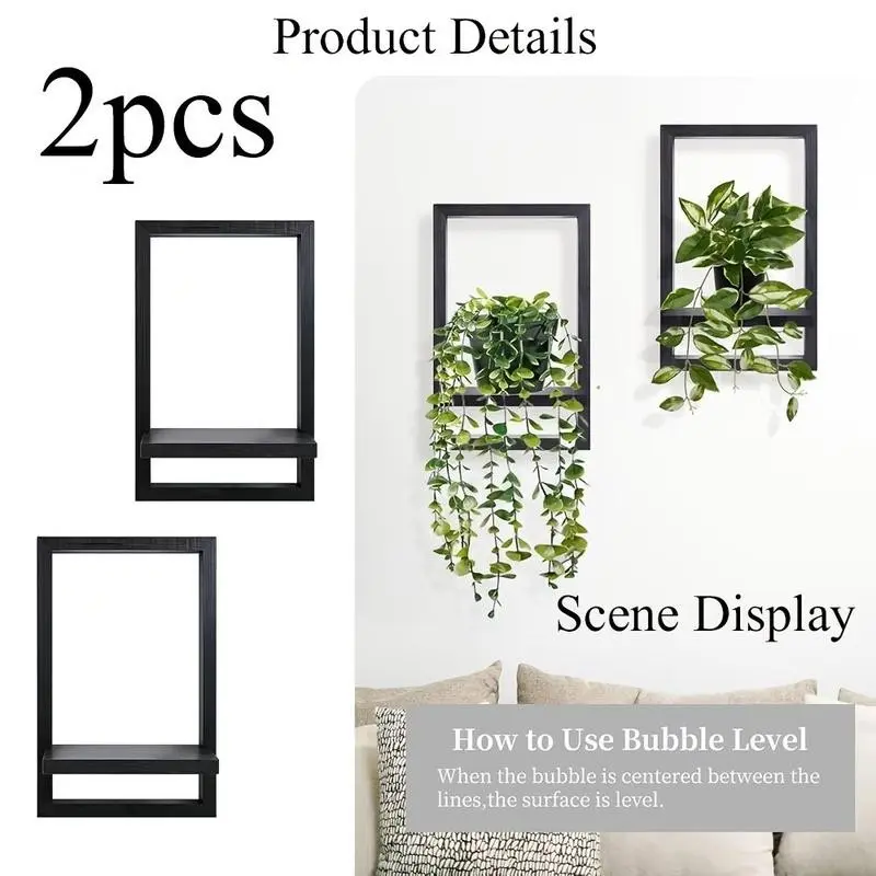 2 Tier Vintage Wooden Floating Wall Shelves, Wall Storage Display Rack Versatile Usage For Bedroom Living Room Bathroom