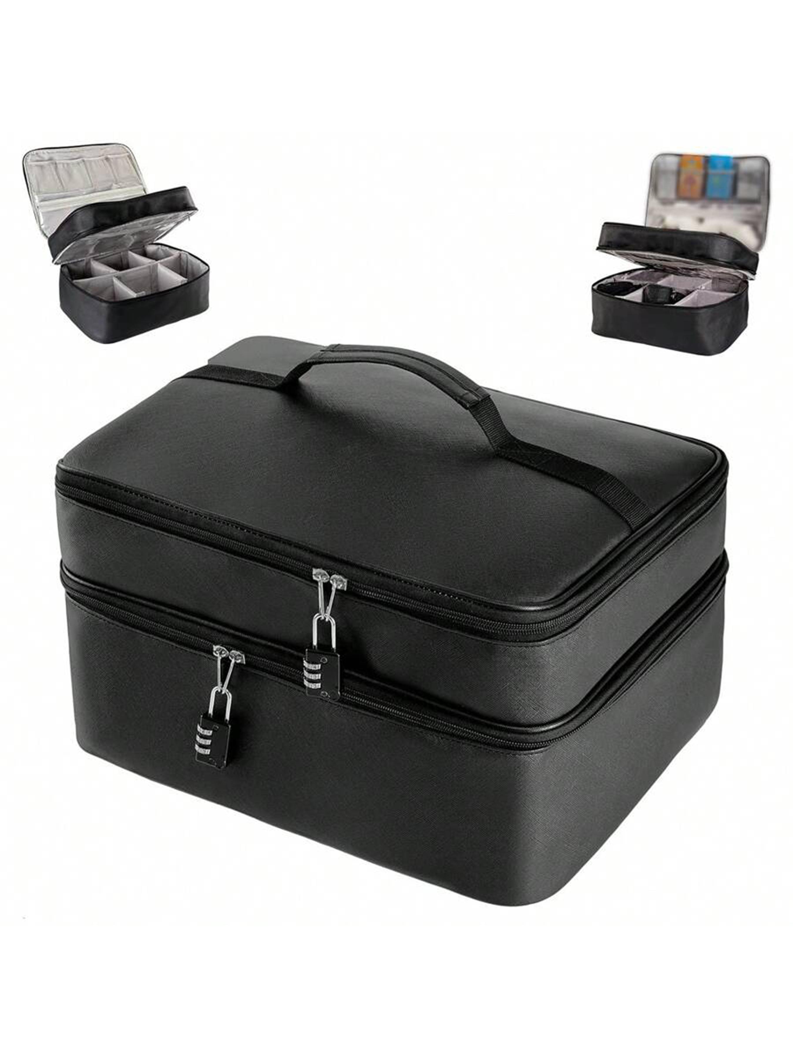 Lockable Adult Toy Storage Bag - Large 15.7" x 10.2" x 8.7" Premium Faux Leather, Soft & Durable, Discreet Adult Toy Organizer with Dividers, Includes 2 Locks, Storage Tote