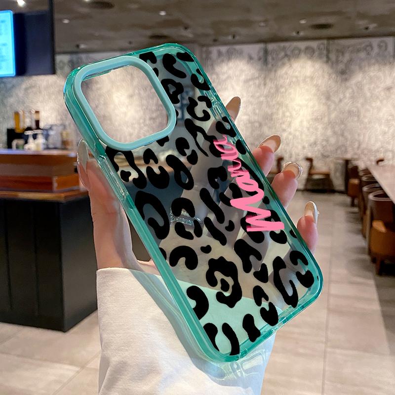 Phone Case for iPhone 16 Plus 15 Pro Max 14 13 12 11 Leopard Mama Pattern Non-Yellowing Shockproof Soft Silicone Transparent Cover