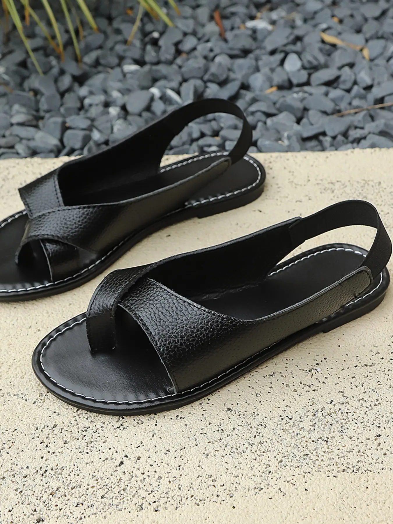 Pure Color Cross Strap Sandals, Summer Beach Slides, Soft Leather Non-Slip Beach Slippers, Comfortable Summer Footwear, Ideal for Vacation & Daily Wear