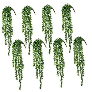 Fake Succulent Hanging Plants 24 Inch Long Artificial String of Pearls Greenery Decor for Wall Home Garden Outdoor