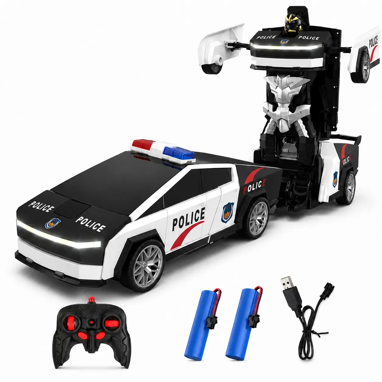 Transformable Remote Control Car Toy for Kids Aged 8+, Includes 2 Rechargeable Batteries, Perfect Gift for Boys' Birthdays and Holidays, RC Cars