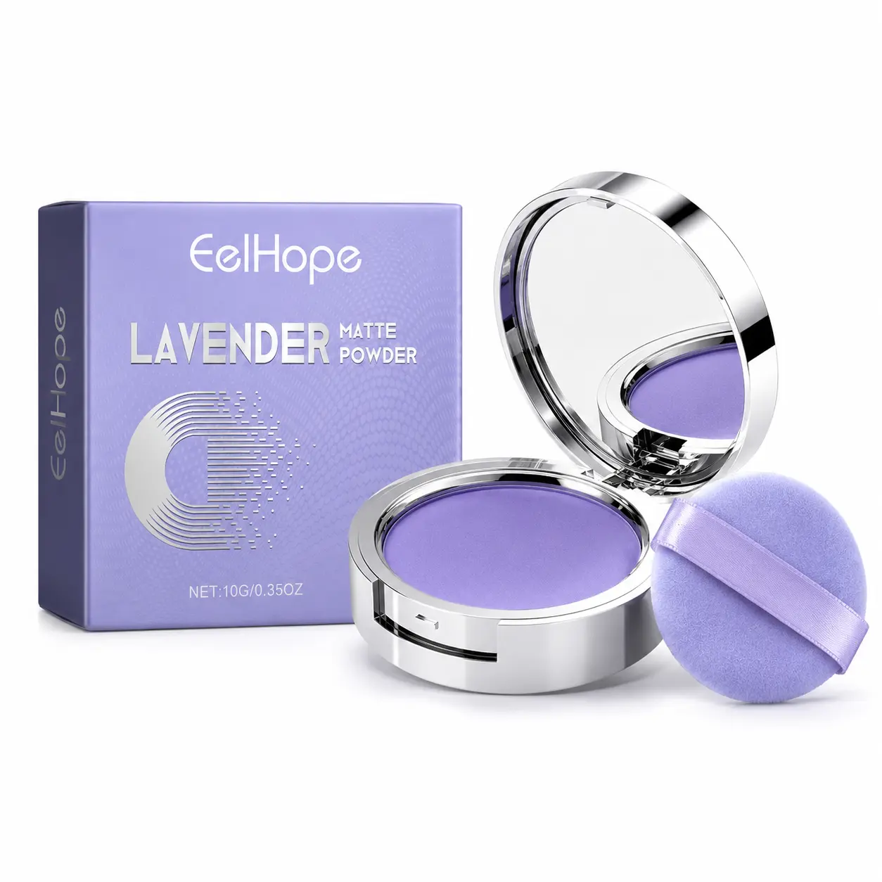 Lavender Matte Setting Powder, Purple Color Correcting Loose Powder for Anti-Yellow, Oil-Control Long-Wear Blurring Finish Face Cosmetics