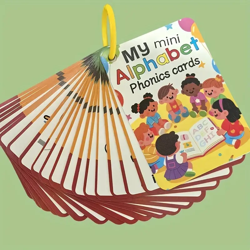 27 Phonics Learning Cards, Language Learning Flashcards, Alphabet Flash Cards For Toddlers, Preschool Learning Tool, Educational Toy - 27 Colorful Letter Learning Durable Flashcards with Cartoon Characters and Words, Vibrant Illustrations