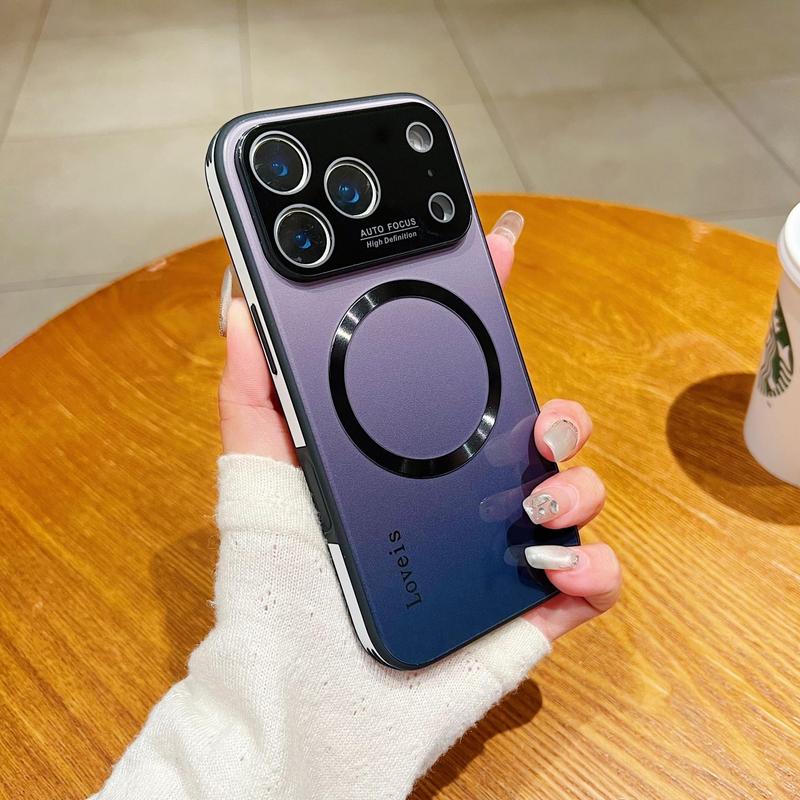 OREKROY Magnetic Gradient Glass Case for iPhone 17 Pro Max / 17 Air, 16 15 14 13 12 with Full Camera Lens Protector, MagSafe Compatible, Scratch-Resistant Slim Back Cover, Shockproof Hard Phone Case, Wireless Charging